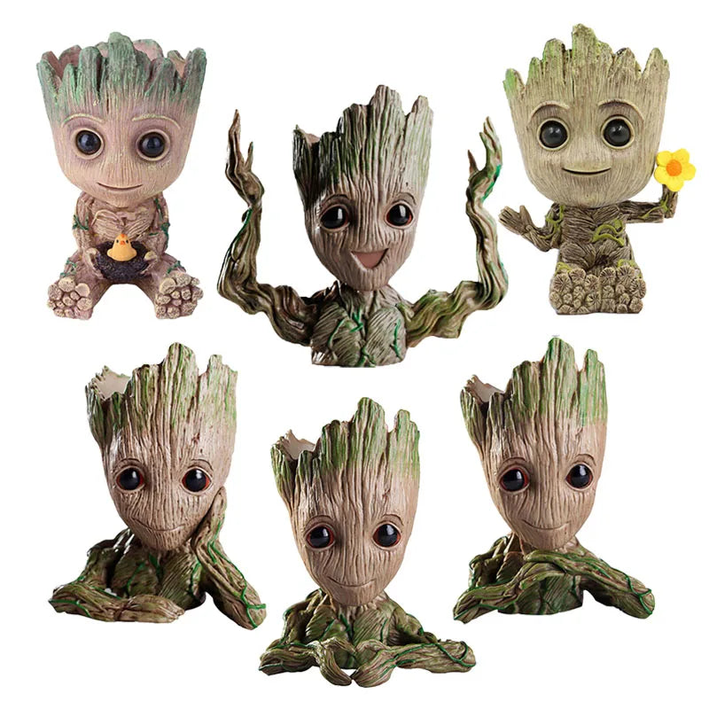 Figuras decorativas de maceta estilo árbol bebé, ideales para hogar moderno, diseño creativo.