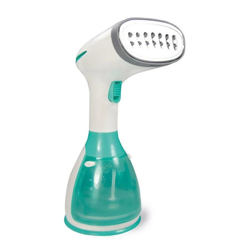 Plancha de vapor portátil para ropa en color blanco y verde, ideal para el hogar moderno
