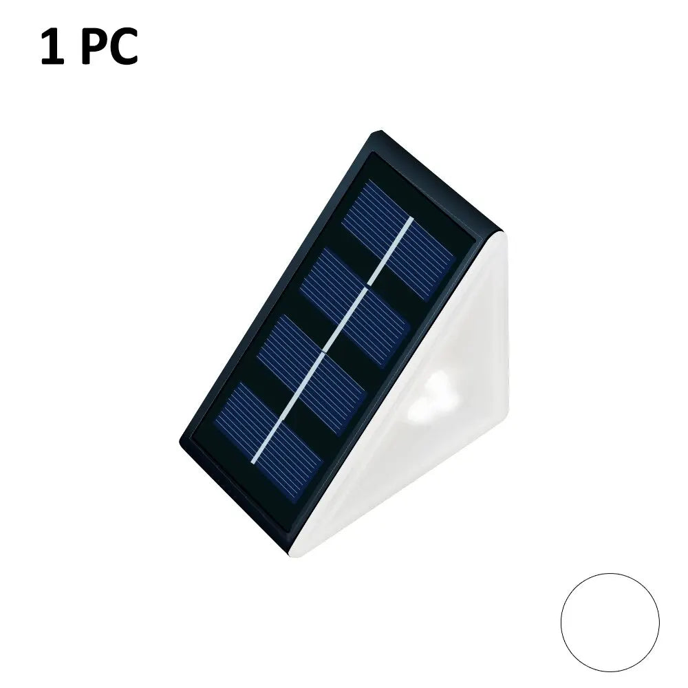 Lámpara LED solar blanca de pared para exteriores, diseño moderno triangular, 1 pieza