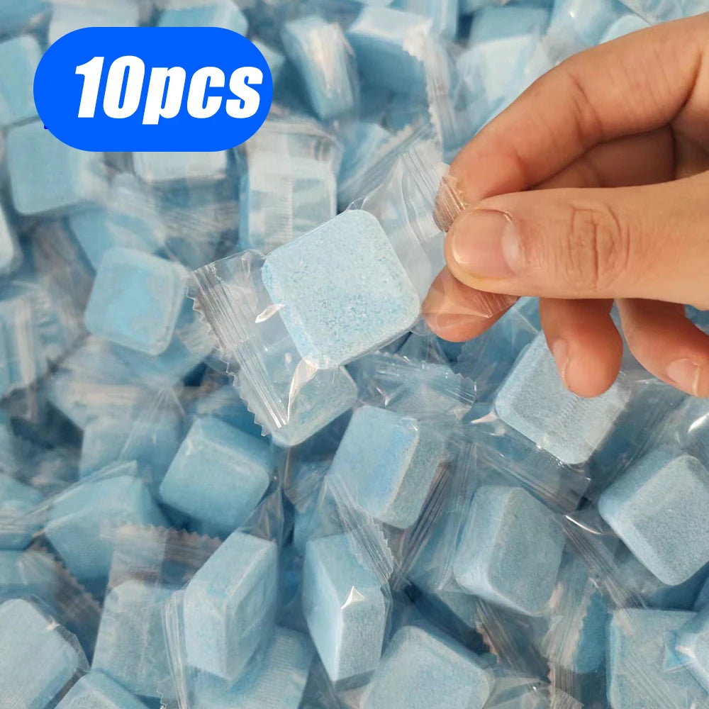 Pastillas limpiadoras azules multiusos en paquete, solución de limpieza para el hogar, 10 piezas