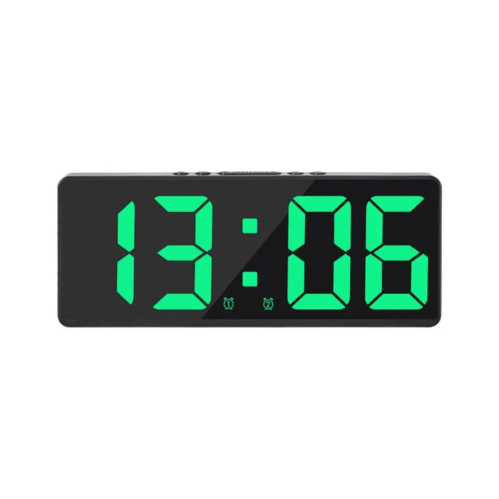Reloj despertador digital LED verde moderno para mesita de noche