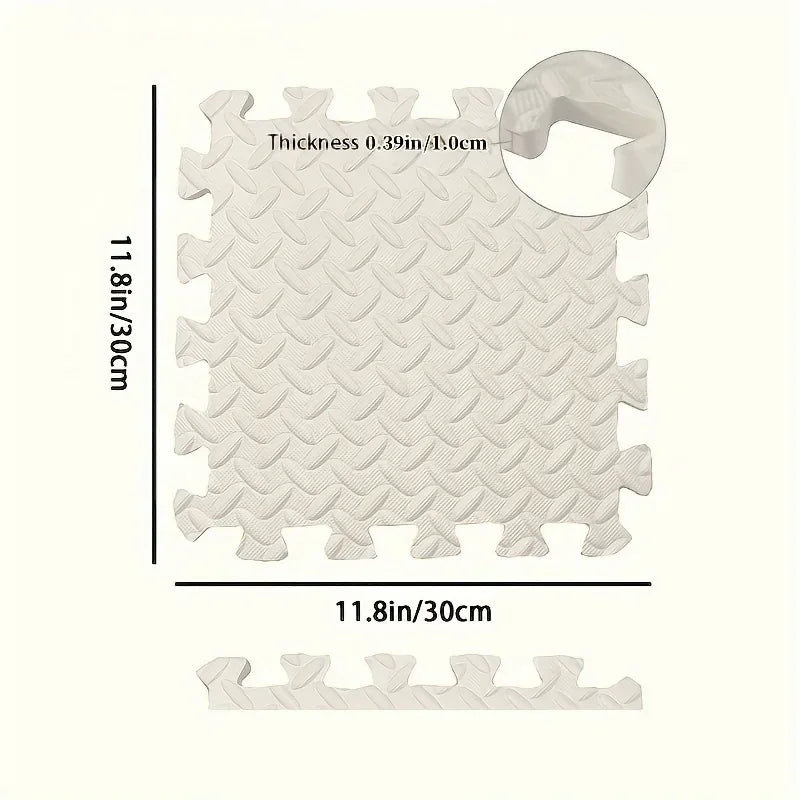 Tapete de espuma encajable gris, textura antideslizante, 30x30 cm, grosor 1 cm.