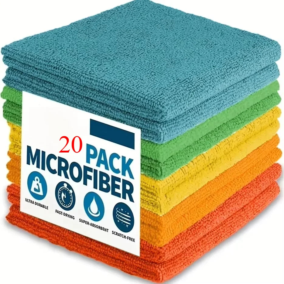 Paquete de 20 paños de microfibra multicolores para limpieza, ultra absorbentes y resistentes