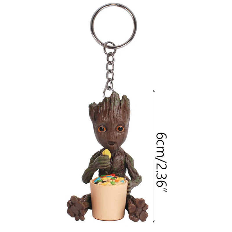 Llavero de anime pequeño, figura de árbol comiendo cereal, decoración geek moderna, 6 cm.