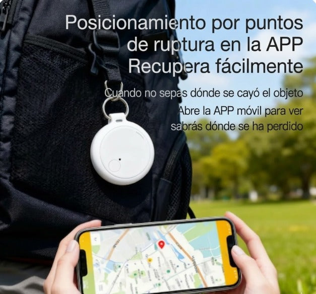 Llavero localizador inteligente en mochila con app móvil de rastreo GPS al aire libre